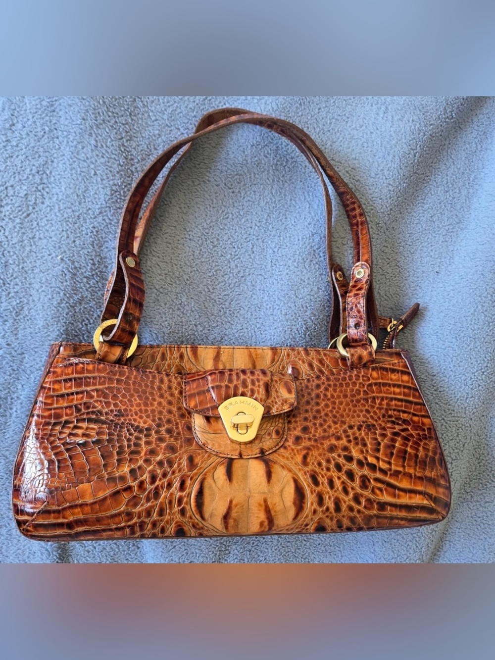 Brahmin Pecan Croc Print Bag